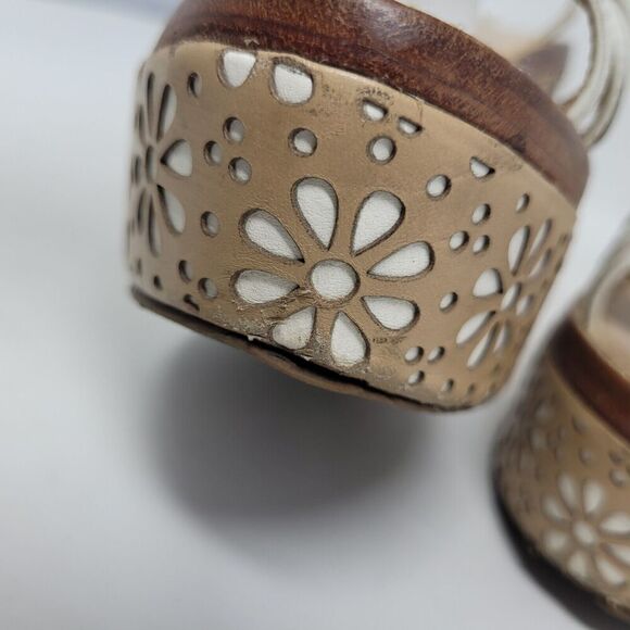 Kate Spade Sandals Womens 7M Titi White Vacchetta Platform Leather Floral - Picture 12 of 13